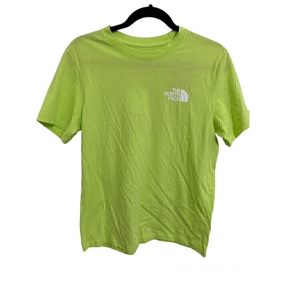NEW The North Face Tee Size M Womens Short Sleeve Green Tshirt Logo Spellout Top